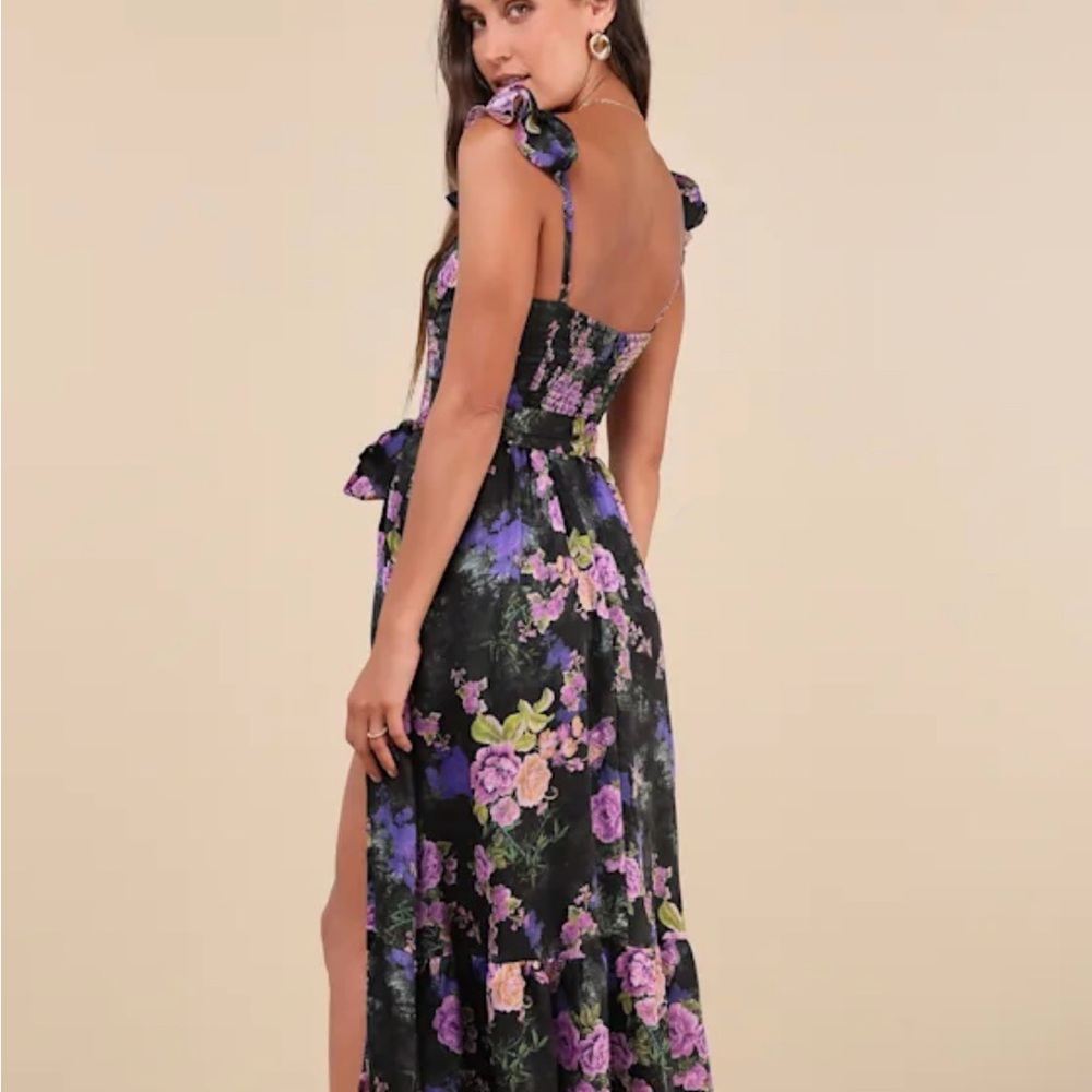 Lulu's Floral Maxi Dress in Black and Purple-New with tags
